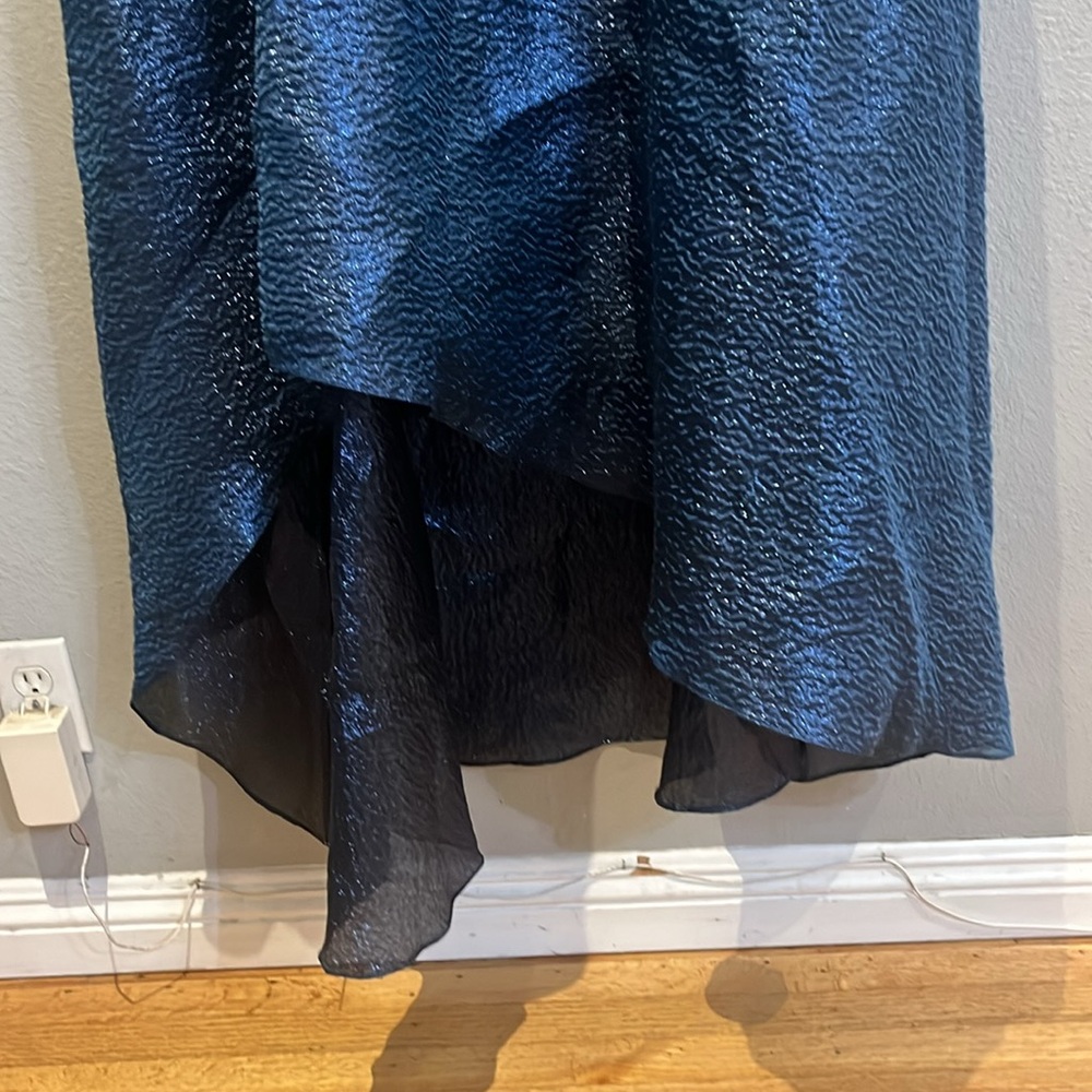 Theia Edith One-Shoulder High-Low Jacquard Gown - Picture 14 of 17